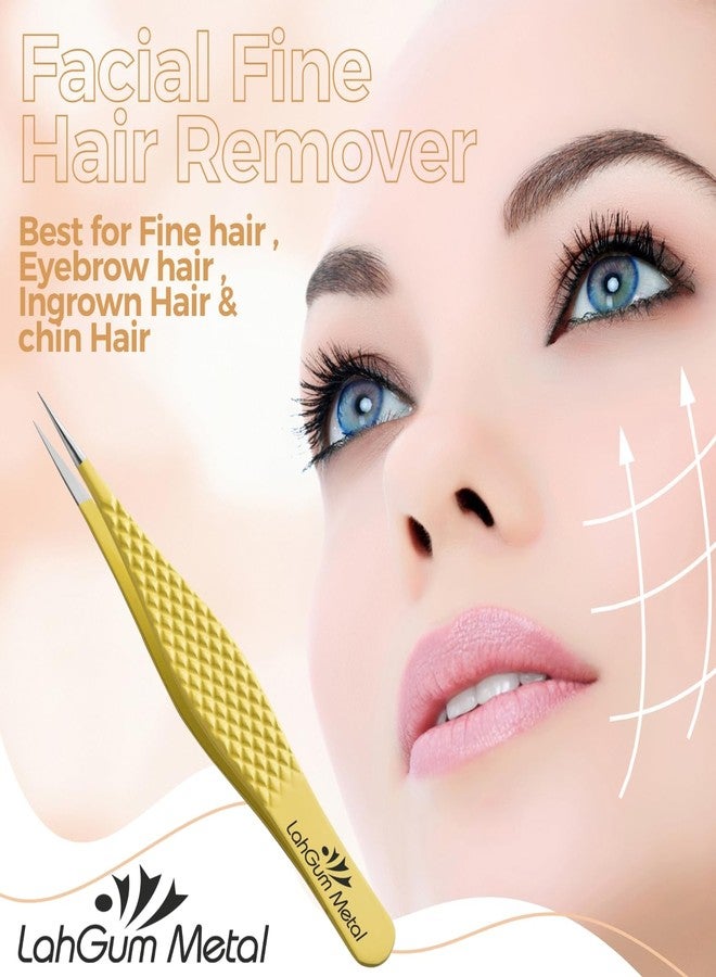 LahGum Metal Super Sharp Pointed Tweezers Precision Splinter Removal, Ultra Plucking Fine Pointy Eyebrow Tweezers for Women & Men Facial Hair Chin Removal - Image 4